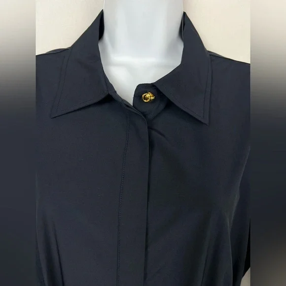 DEREK LAM 10 CROSBY stunning Annette Pleated Shirtdress - Navy 69% off retail - Picture 7 of 13